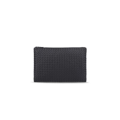 BOTTEGA VENETA WOVEN RIBBED ZIPPER LAMBSKIN ENVELOPE CLUTCH 522430V001N1000 (29*20*2cm)